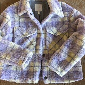 Avec Les Filles Purple and Cream Plaid Fleece Shacket…very good condition!